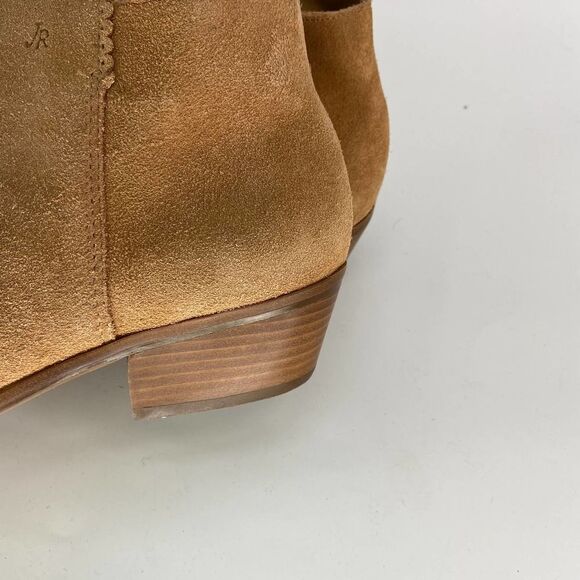Jack Rogers Tan Suede Round Toe Chunky Low Heeled Ankle Bootie Womens 11 - Picture 6 of 9